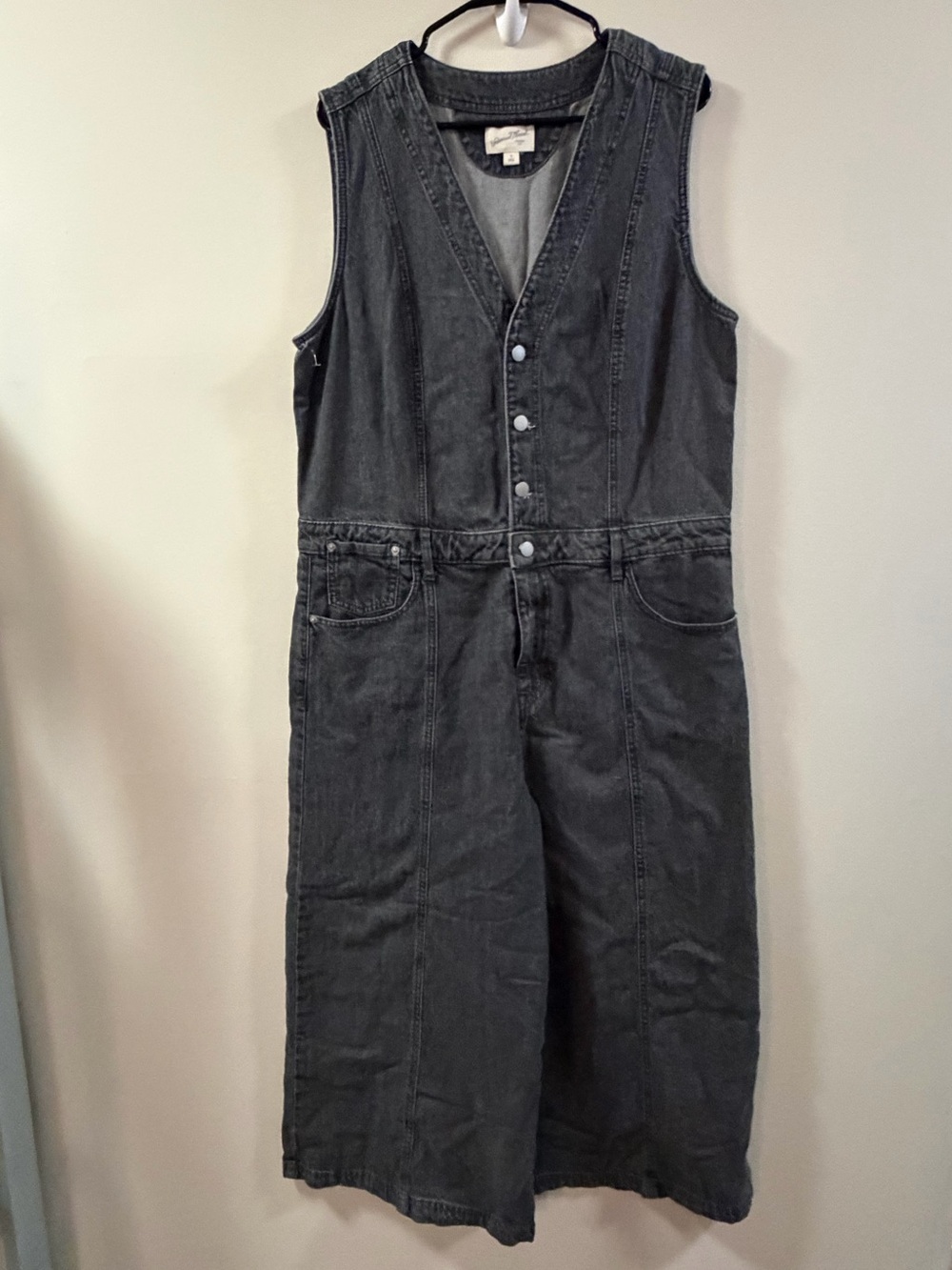 Universal Thread Washed Black Denim Wide Leg Sleeveless Jumpsuit